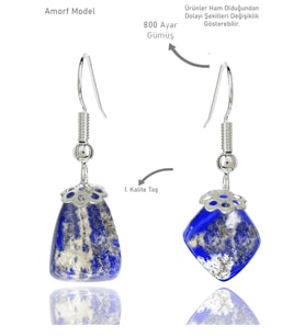 Sertifikalı Amorf Model Ham Lapis Lazuli Taşı Küpe (Mavi)