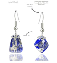 Sertifikalı Amorf Model Ham Lapis Lazuli Taşı Küpe (Mavi)