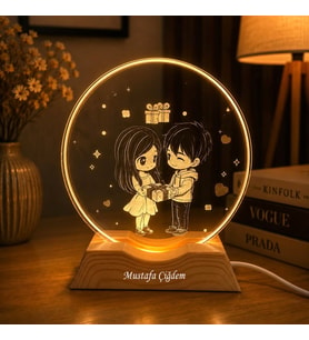 Kişiye Özel Işıklı Led Gece Lambası Sevgiliye Hediye Veren Romantik Masa Lambası