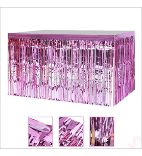Parlak Saçaklı Işıltılı Masa Eteği 75cm x 275cm - Pembe (STD)