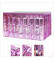 Parlak Saçaklı Işıltılı Masa Eteği 75cm x 275cm - Pembe (STD)