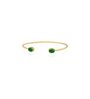 Kadir Jewellery 22 Ayar Altın Kaplama El İşçiliği Zirkon Taşlı Kadın Charm Bileklik (Yeşil)