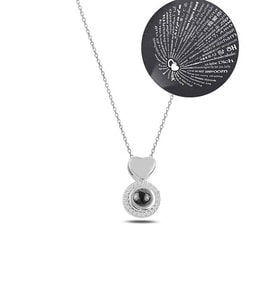 Zirkon Taşlı Rose 100 Dilde Seni Seviyorum Model 4 Bayan Gümüş Kolye GKL100DLSS4-ROS