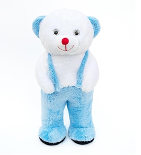Bubblebear Sevimli Tulumlu Panda Peluş – 80 cm Dolgulu Sarılmalık Ayıcık (Mavi)