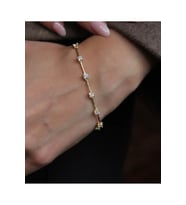 Tek taş taş Bileklik unisex 925 Ayar (Gold)