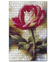 Cakapuzzle Beyaz Kalpli Kırmızı Gül Puzzle Yapboz MDF (Ahşap) (120 Parça)
