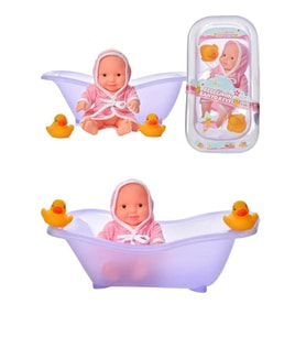 Global Toys - GL100316 Roza Bebeğimin Banyo Keyfi Küvetli-ördekli Bornoz Setli Et Bebek küvetlibebek