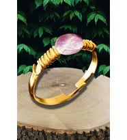 Sertifikalı Kırık Taşlı Gold Model Ametist Taşı Yüzük - Ayarlamalı (Çok Renkli)