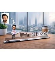 Kişiye Özel Doktor Karikatürlü 30 cm Ayna Pleksi Masaüstü İsimlik - Doktor Hediyesi Doktora Özel Hediye