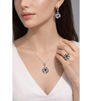 Bereket Modeli Mix ve Markazit Taşlı 925 Ayar Gümüş Üçlü Set