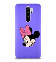 Xiaomi Redmi Note 8 Pro Soft Premier Kapak Minnie Mouse-B Tasarımlı Silikon Kılıf - Mor (Şeffaf)