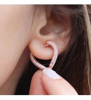 3 Boyutlu Kalp Rose Gold Kaplama Gümüş Küpe