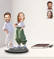Kişiye Özel Sevgili Tasarımlı Karikatür İki Katmanlı Ahşap Biblo Model-28