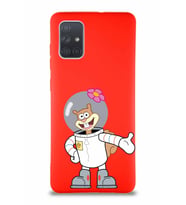 Samsung Galaxy A71 Soft Premier Kapak Sandy Tasarımlı Silikon Kılıf - Kırmızı (Şeffaf)