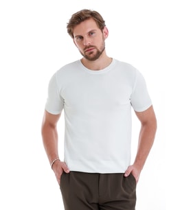 Hatemoğlu Beyaz Regular Fit Düz Bisiklet Yaka Rayon Triko Tişört