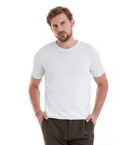 Hatemoğlu Beyaz Regular Fit Düz Bisiklet Yaka Rayon Triko Tişört
