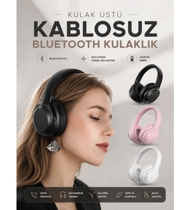 Kablosuz Bluetooth Kulaklık ANC/ENC Destekli Kulak Üstü Yüksek Ses Kaliteli