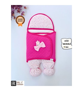 Pembe Kız Bebek Battaniyesi & Dış Kundak - %100 Pamuk Yenidoğan Ayaklı Uyku Tulumu
