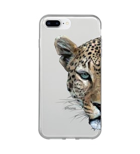 Iphone 7 Plus / 8 Plus Uyumlu Kaplan Desenli Şeffaf Telefon Kılıfı