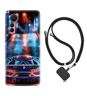 Xiaomi 12 Lite Kılıf Silikon Boyun Askılı İpli Desenli Silikon Neon Cars 1724