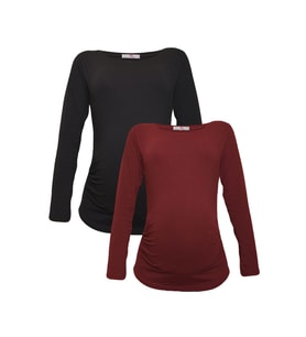 LuvmaBelly MYRA2301_2303 Hamile tshirt seti (Siyah-Kırmızı)