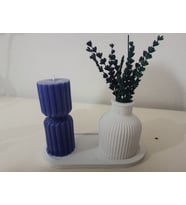 Zeylinart İskandinav Vazo ve Silindir Mum 3 lü set (Mor)