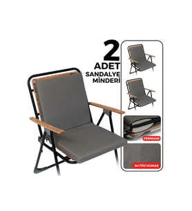 2’li Arkalıklı Sandalye Minderi Bağcıklı Fermuarlı Yıkanabilir 40x40 Antras