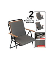 2’li Arkalıklı Sandalye Minderi Bağcıklı Fermuarlı Yıkanabilir 40x40 Antras