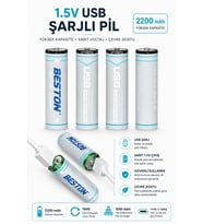 Type-C Şarjlı AA Pil 2200MAH 1.5V Li-ion USB Şarj Edilebilir Kalem Pil Yüksek Kapasiteli Uzun Ömürlü 4’lü Set