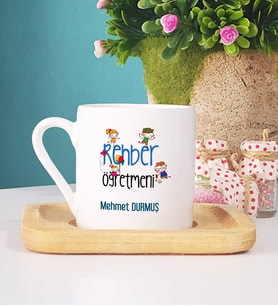 Rehber Öğretmen Türk Kahvesi Fincanı Ahşap Altlıklı