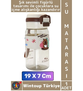 #SuMatarası Ofis Okul Çocuk Spor Su İçme Alışkanlığı Şık Sevimli Desenli Silikon Kılıflı Su Matarası