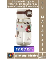 #SuMatarası Ofis Okul Çocuk Spor Su İçme Alışkanlığı Şık Sevimli Desenli Silikon Kılıflı Su Matarası