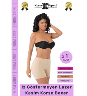 #Korse İz Göstermeyen Kaymaz Basen Toparlayıcı Şekillendiren Lazer Kesim Korse Boxer - 1 Adet (Ten)
