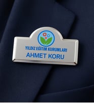 BK Gift Kişiye Özel Lüks Kubbeli Gümüş Renk Metal Yaka İsimliği (5 Adet), Firmalara Özel Yaka İsimliği