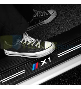 Bmw M X1 Logo Karbon Kapı Eşiği Koruma Araba Etiket Oto Sticker Yapıştırma 4 Parça