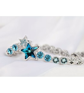 Monemel Mavi Swarovski Taşlı Yıldız Bileklik (Altın Kaplama) Sevgililer Günü Hediyesi