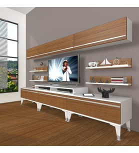 Decoraktiv Ekoflex 8Y Mdf Silver Tv Ünitesi Tv Sehpası - Beyaz Ceviz (Beyaz - Ceviz)