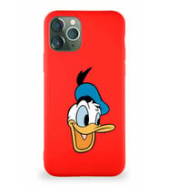 Apple iPhone 11 Pro Soft Premier Kapak Donald Duck-A Tasarımlı Silikon Kılıf - Kırmızı (Şeffaf)