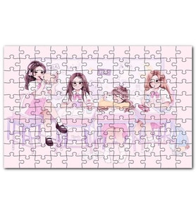 Cakapuzzle Black Pink Pop Grubu Üyeleri Çocuksu Çizim Puzzle Yapboz MDF (Ahşap) (120 Parça)