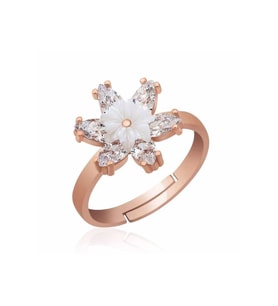 Gümüş Rose Beyaz Lotus Çiçeği Yüzük CSR2183356