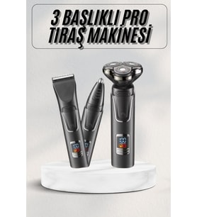 Yüksek Performanslı 3 Başlıklı Profesyonel Şarjlı Islak ve Kuru Kullanıma Uygun
