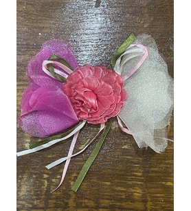 16X10 CM PARLAK FİYONK PEMBE ÇİÇEKLİ APLİKE HOBİ DİKİŞ AKSESUARI