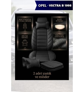opel vectra b 1998 Koltuk ve Kılıf uyumlu Minder Yastık Lüks Siyah 2 Minder 2 Yastık