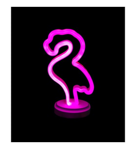 Neon Işıklı Flamingo Yazılı Masa Gece Lambası