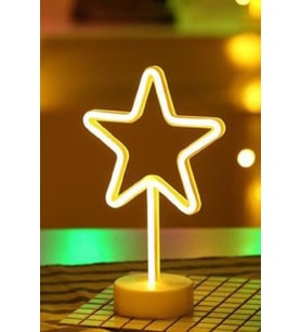 Yıldız Tasarımlı Neon LED Masa ve Gece Lambası, Şık ve Parlak Aydınlatma (Krem)