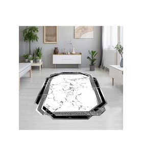 Rovigo Home Dijital Baskı Yıkanabilir Kaymaz Taban Salon Halısı RVG1915-SM74 (Beyaz)