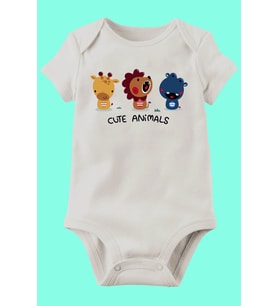 Unisex Bebek Beyaz Organik Baskılı Pamuklu Body