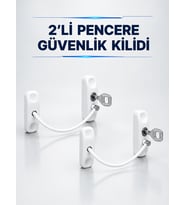 Anahtarlı Pencere Güvenlik Aparatı Beyaz Kablolu Açılma Sınırlayıcı 2’li Set