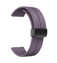 Oppo Watch 46mm 22mm Manyetik Klipsli Silikon Lüx Kordon + Metal Kordon Dönüştürücü (Mor)