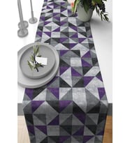 Mor Geometrik Desenli Premium Masa Örtüsü Runner RNR381